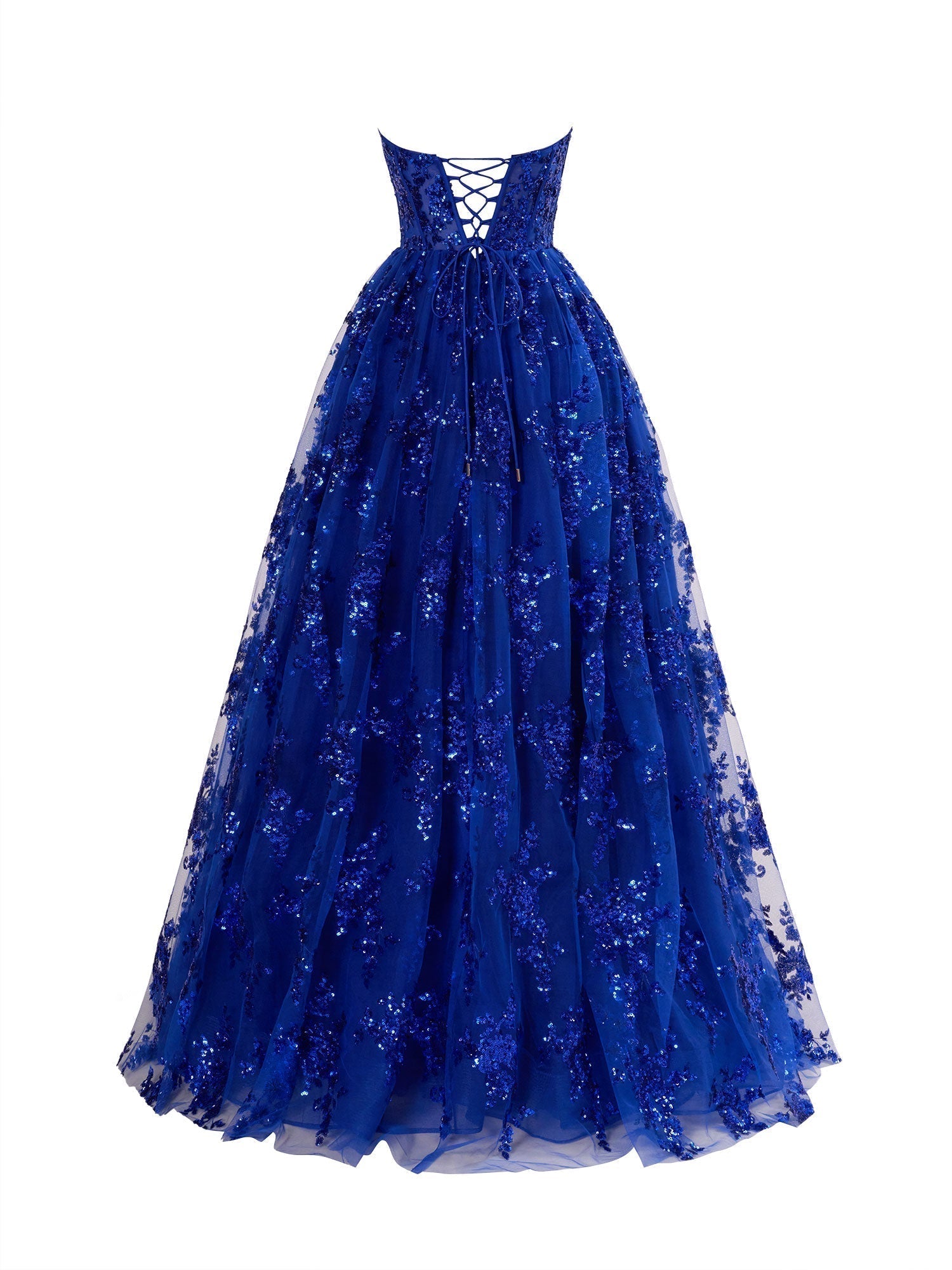 Zara | Vestido de fiesta largo plisado sin tirantes y corte en A con apliques