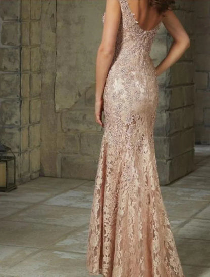 Meerjungfrau-Partykleid, elegantes Blumenmuster, Hochzeitsgast, formelles Abendkleid, U-Ausschnitt, ärmellos, bodenlang, Spitze mit Spitzeneinsatz, Muster/Druck